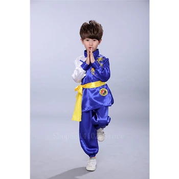 Copii Tradițională Chineză Haine Pentru Copil De Sus Broderie Dragon KungFu Uniforme Orientale Copiii Tai Chi Wu Tang Clan Costum