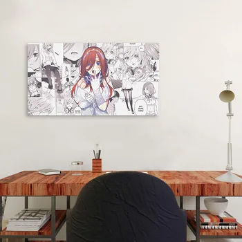 Nakano Miku Gotoubun no Hanayome Pictura Arta de Perete Poster Înrămat Panza Pentru Camera Dormitor de Cămin Art Rama din Lemn Decor
