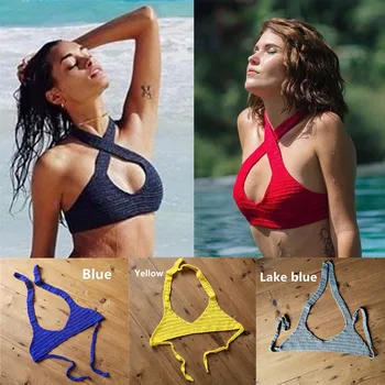 7 culoare Plaja Tricotate, Bikini, Costume de Baie Croșetat Top - Gol Afară de Costume de baie