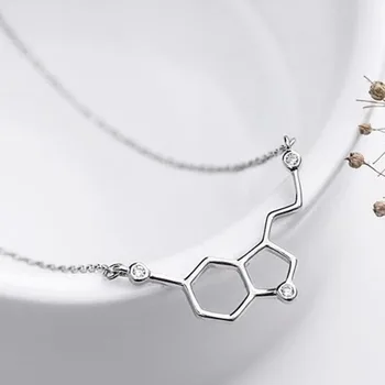Margarete Argint 925 De Bijuterii De Cristal Dopamina Chimice Structura Moleculară Coliere & Pandantive Pentru Femei Cel Mai Bun Cadou