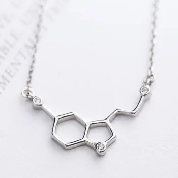 Margarete Argint 925 De Bijuterii De Cristal Dopamina Chimice Structura Moleculară Coliere & Pandantive Pentru Femei Cel Mai Bun Cadou