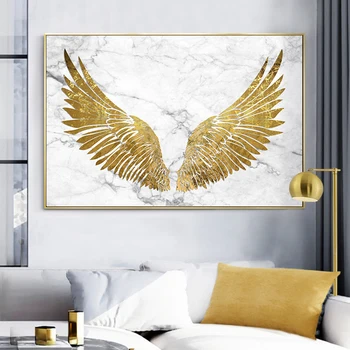 Aur Pictura Aripi de Înger Abstract Modern de Lux Gold Wing Postere, Printuri pentru Camera de zi Dormitor Decor Acasă Cuadros de Arta de Perete