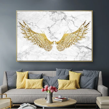 Aur Pictura Aripi de Înger Abstract Modern de Lux Gold Wing Postere, Printuri pentru Camera de zi Dormitor Decor Acasă Cuadros de Arta de Perete