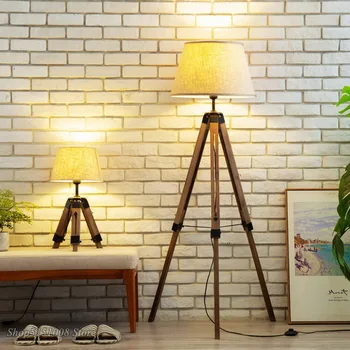 Nordic trepiedului Lămpi de Podea din Lemn Material Abajur Trepied Lampa pentru Living modern Dormitor decor Acasă corpuri de Iluminat