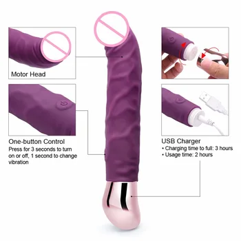 Luvkis Realistic Dildo Vibrator Pentru Cupluri Erotic jucarii AV Wand Massager Pentru Lesbiene joc Adult Sex Toy USB Acuzat Femeie Orgasm