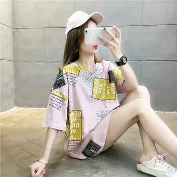 Maneci scurte T-shirt Femei Scrisoare de Imprimare Nou Proiectat de Vară Vrac Tee Topuri Femei Supradimensionat 2XL Fata Cool Casual Harajuku Chic