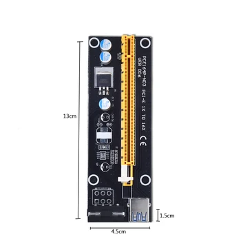 TISHRIC 10buc Negru 60cm PCI-E extender PCI Express Riser Card 1x la 16x USB 3.0 SATA la 4Pin Molex de Alimentare pentru BTC Miner Mașină