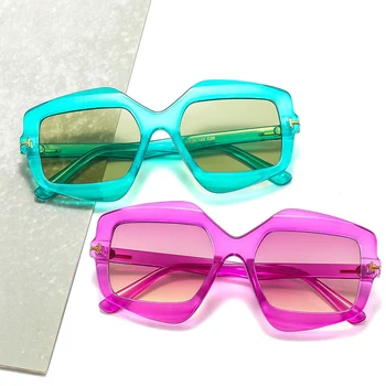DECI&EI de Moda Neregulate Poligon ochelari de Soare pentru Femei Brand Designer de Epocă Jeleu de Culoare Ochelari de Oameni Pătrat Ochelari de Soare Nuante UV400