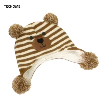 Copii tricotate Pălărie Proteja Urechile Capac Toamnă Iarnă Ursul Cald capota Pălării Pentru Copii Sugari Toddle 0-5 Ani Accesorii Cap