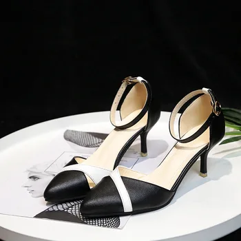 Femei de moda Pantofi cu Toc Stilet Glezna Curea de 6 cm 10 cm Sexy Pompe Negru Toc Subțire Cataramă albă Gol de Mireasa 2020 we4