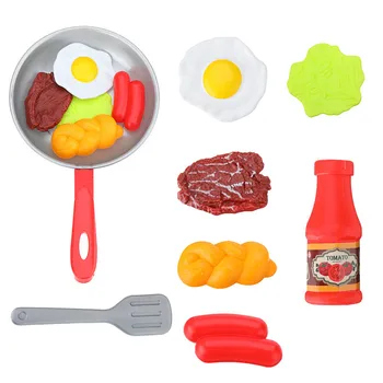 8PCS Copiii Bucătărie, Alimente, Jucării Simulare Tigaie Set cu Legume Friptura și mai Multe Alimente pentru Ambele Fete și Băieți