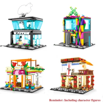 City Street View Blocuri Compatibil Arhitectura Telefon Magazin, Restaurant Cărămizi Seturi De Jucării Pentru Copii