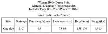 Belly Dance Set Ciucure Sutien+Strat+Pantalonii 3 Buc Concurs Haine Femei Top, Pantaloni Profesia De Performanță Costum De Haine