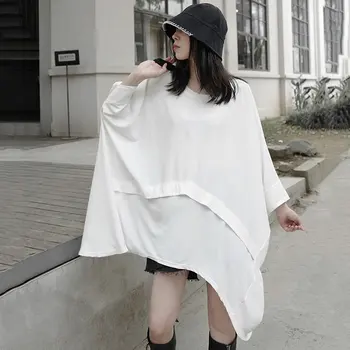 XITAO Mozaic Neregulat tricou Femei 2020 Toamna de Moda Casual Stil Nou Liber O Minoritate Gât Batwing Maneca T Shirt ZP1508