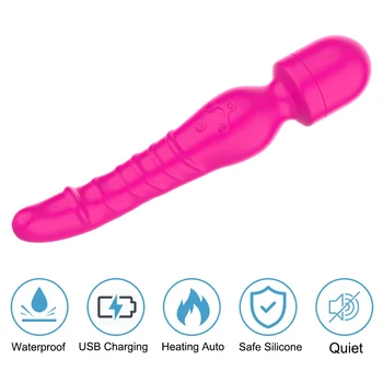 IKOKY Sex Shop jucarii G Spot vibrator Vibrator de Încălzire Dual Vibratoare Jucarii Sexuale pentru Femei pentru Orgasm Stimulator Baghetă Magică AV Vibrator