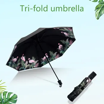 Parasolar Umbrela Anti-UV Umbrelă Intern de Imprimare Curte în aer liber Portabil Praf Zi Ploioasă Flamingo