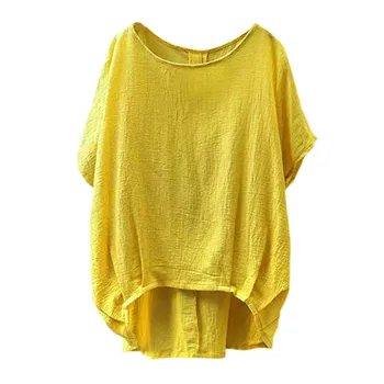 Haine Plus Size S-5XL de Epocă Doamnelor Casual Largi Lenjerie de pat din Bumbac monofazate de culoare t-shirt Femei maneca lunga top T shirt