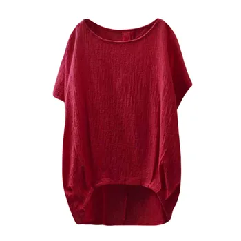 Haine Plus Size S-5XL de Epocă Doamnelor Casual Largi Lenjerie de pat din Bumbac monofazate de culoare t-shirt Femei maneca lunga top T shirt
