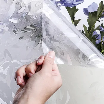 Lungime 200cm Nu-Lipici Floare de Lalea Fereastra Film 3D Statice Decorative se Agață de Confidențialitate Autocolante Sticla Decoratiuni de Craciun pentru casa