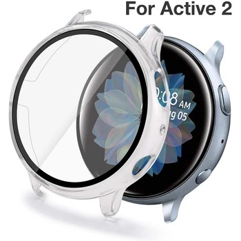 Plin Capac Caz Temperat Pahar Ecran Protector Pentru Samsung Galaxy Watch Active 2 40mm 44mm 40 44 mm Folie de Protecție de Protecție