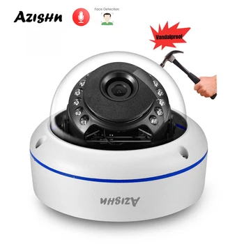 AZISHN Vandalism H. 265+ 5MP Audio Camera IP POE Fata Detecta Impermeabil Dom Viziune de Noapte de P2P ONVIF Pentru Supraveghere CCTV Kit