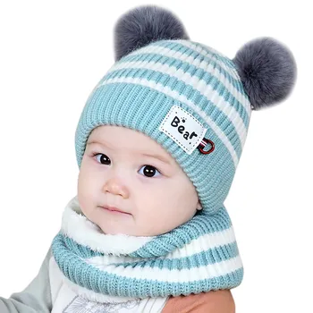 2-Piese Pentru Copii De Iarna Copilul Cald Eșarfă De Lână Capac Tricot Pălărie Băieți Fete 2020 Copii Noi Gât Mai Cald