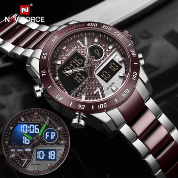 NAVIFORCE Luxury Mens Ceasuri Sport Cronograf rezistent la apa Analogice 24 De Ore pe Data de Cuarț Bărbați plini de Oțel Încheietura Ceasuri Ceas