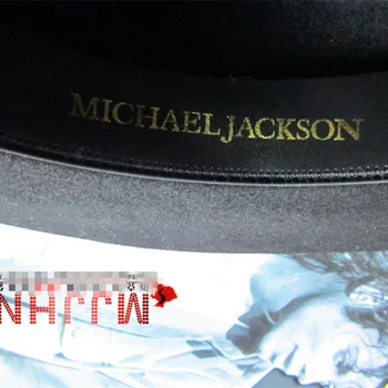 Hig-Q MJ Michael Jackson Billie Jean Cu Numele PALARIE Neagra din fetru de Lână Pălărie Trilby de Colectare Pentru Performanță Partid Show Imitație Cadou