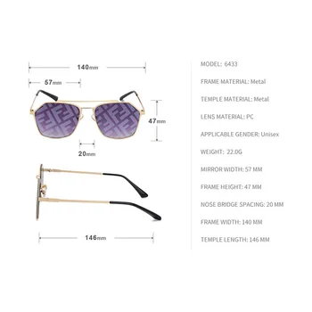 FF Metal Dublu Fascicul de ochelari de Soare pentru Femei Europene și Americane de Moda ochelari de Soare pentru Bărbați și Femei