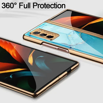 Caz de telefon pentru Samsung Galaxy Z Ori de Lux, 2 Placare Pahar Plin cu Protecție Antișoc Capacul din Spate pentru Samsung Z Fold2 5G Caz
