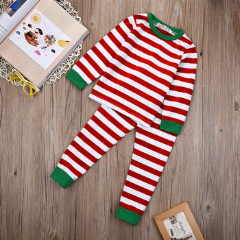 Crăciun Copil Copil Băieți Fete Haine Cu Dungi Pijamale Pijama Set De Bumbac Casual Pijamale 1-7 Ani