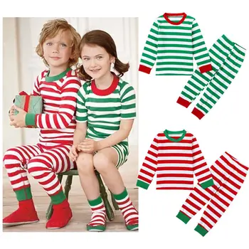 Crăciun Copil Copil Băieți Fete Haine Cu Dungi Pijamale Pijama Set De Bumbac Casual Pijamale 1-7 Ani