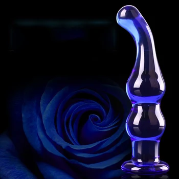 CandiWay Sticlă Anal Margele Albastru Dop de Fund masturbari Jucarii Sexuale,Cristalul vibrator penis fals Adult Sex produsele pentru femei gay