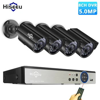 Hiseeu 8CH 5.0 MP Camera de Securitate de Sistem Set 4buc 720P 1080P 1920P AHD Impermeabil stradă Camera de Supraveghere Video în aer liber Kit