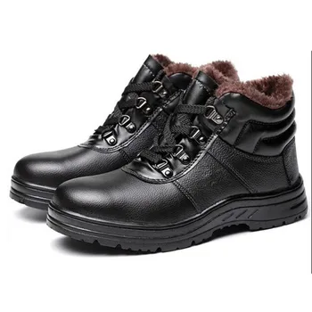 Iarna din Piele Pantofi pentru Bărbați Bocanci Steel Toe de Pluș Moda Pantofi de protecție Indestructibil Anti-puncție Pantofi de Lucru rezistent la apa