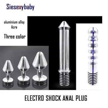 Acru și din Aliaj de Aluminiu Electro Soc Folosit Anal PlugSex Jucării pentru Adulți Joc Netedă Dop de Fund Fund Stimulare pentru BDSM