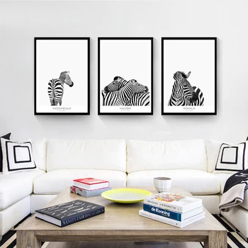 Alb Negru Animal Zebra Imagine Home Decor Nordic Panza Tablou Living, Dormitor Wall Art Print Poster Minimalist Pictura