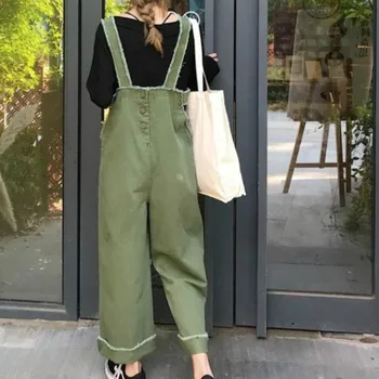 Salopete Femei Vrac Buzunare din Denim BF Ulzzang coreeană Stil Casual Vintage de Înaltă Calitate Femei de Toate-meci de Streetwear Solid Simplu