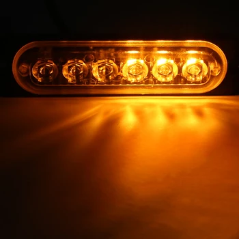 Mayitr 10buc Amber 6LED de Avarie Far Flash Lumina Strobe 12-24V DC 18 Moduri Clipește Lampa de Semnalizare