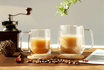 1 buc Plumb Dublu Perete de Sticla lucrate Manual Cu Mâner Rezistent la Căldură Lapte Bea Cupa Izolate Clar Pahar de Ceai și Cafea Drinkware