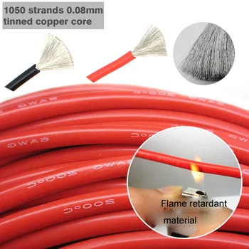 10 AWG Silicon Cârlig de Sârmă Până Cabluri din sârmă de 1,5 m Negru Și 1,5 m Red Flexibil din sârmă de cupru Cositorit rezistenta la temperaturi Ridicate