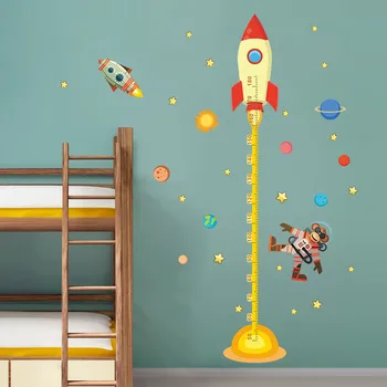 Diy spațiu Planeta Pilot Monkey Rachetă acasă decal înălțime măsură autocolant de perete pentru camera copii copil pepinieră grafic de creștere