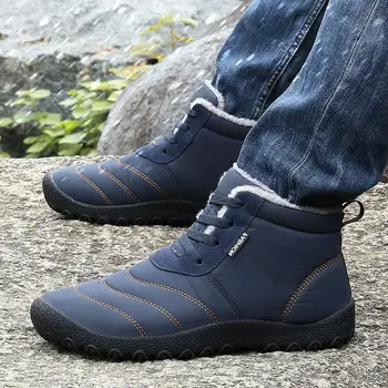 2021 Noi Dantelă-up de Pluș Cald Iarna Pantofi pentru Bărbați Ghete Impermeabile Plat Confortabil Cu Cizme de Zapada de Mens Casual Pantofi botas