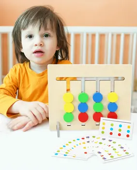 Patru culori de fructe joc de logica față-verso, procesor dual-scop jucarii din lemn Montessori Iluminare Instrument de puzzle pentru copii de jucarie cadou