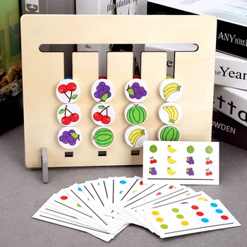 Patru culori de fructe joc de logica față-verso, procesor dual-scop jucarii din lemn Montessori Iluminare Instrument de puzzle pentru copii de jucarie cadou