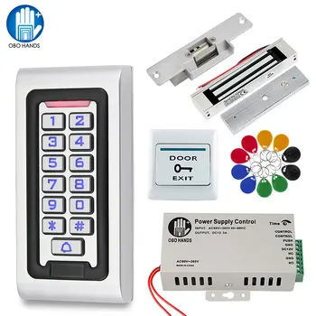 În aer liber, Sistem de Control Acces Kit IP68 rezistent la apa RFID Tastatura, Cititor de Carduri + sursa de Alimentare + 180KG Electric sistem de Blocare Magnetic Grevă