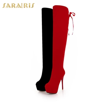 SARAIRIS Plus Dimensiune 32-43 Vânzare Fierbinte Tocuri Subtiri de Mare Parte Platforma Cizme Pantofi Femeie Peste Genunchi Cizme Femei Pantofi pentru Femeie