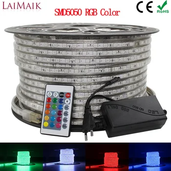 LAIMAIK RGB LED Strip Lumina 5050 rezistent la apa IP67 AC 220V rgb lumini 60leds/m 5050SMD Cu Controler wireless plug de iluminat cu led