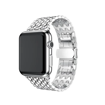 Noul Dragon benzi de oțel pentru apple watch Seria 1 2 banda de ceas din oțel inoxidabil curea 42mm cu adaptoare Negru si Argintiu bratara