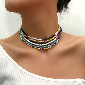Bohemia, Margele Colorate Cravată Colier Pentru Femei Cu Stil Etnic Margele Multistrat Coliere Bijuterii Accesorii